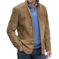 Primer plano de una americana de ante marrón vintage para hombre con botones clásicos - S / Tops / Marrón