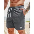 Bequeme graue Cord-Shorts mit Kordelzug für Herren, sommerliche Sportmode-Hosen - S / Unterteile / Dunkelgrau