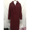 Eleganter langer weinroter Kapuzenmantel aus Teddyvlies für Damen im Herbst und Winter - Burgunderrot