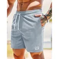 Hellblaue Herren Cord-Shorts mit Tunnelzug und Logo-Patch für den Sommerurlaub - S / Unterteile / Hellgrau
