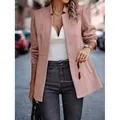 Elegante roze visgraat slim fit blazer voor dames met een zakelijk modieus design - Roze