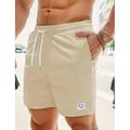 Lässige beige Cord-Shorts für Herren mit elastischem Kordelzug und praktischen Taschen - S / Unterteile / Aprikose