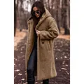 Warm long brown hooded teddy coat for women winter fashion outdoor casual style - S / Tops / Camel