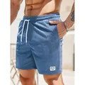 Herren Shorts aus Cord in Blau mit Kordelzug und minimalistischem, weichem Design - S / Unterteile / Denim-Blau
