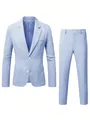 Costume deux pièces bleu clair pour hommes, idéal pour les mariages et événements d'affaires - S / Haut Et Bas / Bleu