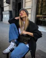 Chaqueta bomber oversize gris oscuro para mujer con un estilo callejero chic - XS / Tops / Negro