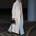 Elegante crèmewitte lange pluche jas met reverskraag voor dames wintermode stijl - S / Tops / Broken Wit