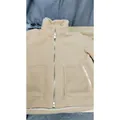 Beige oversized teddy fleece jacket for women with winter warm double zipper closure - S / Tops / Khaki