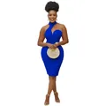 Königsblaues Neckholder-Kleid, ärmellos mit Cut-Out-Schulter und figurbetonter Passform. - S / Unterteile / Blau