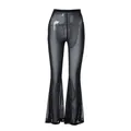 Sexy schwarze, durchsichtige Mesh-Schlaghose mit silbernem Glitzer für Clubwear-Style - S / Schwarz