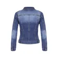 Classic blue slim-fit denim jacket for women with washed finish and back view - S / Tops / Light Blue