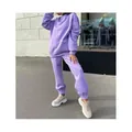Γυναικείο αθλητικό σετ με oversized φούτερ και παντελόνι φόρμας σε χρώμα λεβάντας - Μωβ