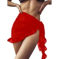 Copricostume da spiaggia sexy rosso in mesh con volant per donne moda estiva - Taglia unica / Pantaloni e gonne / Corto Rosso