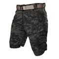 Short cargo tactique camouflage sombre pour homme avec ceinture en nylon réglable - S / Bas / Camouflage Noir