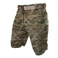 Vue détaillée du short cargo tactique camouflage pour hommes avec ceinture kaki - S / Bas / Vert Camouflage