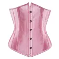 Elegantes rosa Satin-Taillenmieder-Korsett mit vorderem Busk-Verschluss. - Rosa