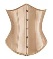 Eleganter champagnerfarbener Satin-Taillenmieder mit vorderem Busk-Verschluss für Damen - Aprikose