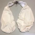 Soft cream plush halter neck towel bra featuring adjustable black drawstring toggle - Beige