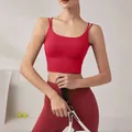 Professional women's red quick-dry sports tank top with double thin straps for tennis - S / Tops / Red