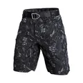 Men's waterproof black camo tactical cargo shorts with multi-pockets and belt detail - Snake Pattern Camouflage
