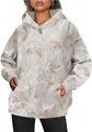 Detail view of women's oversized maple leaf camouflage hoodie with kangaroo pocket - S / Tops / New White Leaf