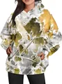 Detailed view of women's oversized hoodie with autumn maple leaf print and front pocket. - S / Tops / Pattern 5 Tie-Dye