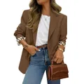 Blazer marron élégant pour femme avec doublure à motif léopard tendance sur les poignets. - S / Hauts / Brun Foncé