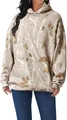 Women's oversized maple leaf camo print hoodie featuring a front pocket design - S / Tops / Apricot Leaves