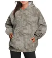 Women's oversized woodland camo hoodie with realistic leaf print and kangaroo pocket - S / Tops / Forest Wood Grain and Maple Leaf Camouflage
