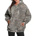 Women's oversized camouflage hoodie with realistic leaf pattern and front pocket. - S / Tops / Forest Camo (Color 23)