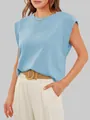 T-shirt bleu clair à manches courtes pour femmes avec coupe ample et décontractée - S / Hauts / Bleu ciel