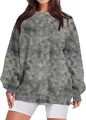 Felpa oversize da donna a girocollo con motivo tie-dye grigio fumo e tasche laterali - Taglia S / Top / Grigio Tie-Dye Fumo (12)