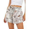 Vue détaillée d'un short décontracté pour femme avec imprimé feuilles d'érable 3D - S / Bas / Feuilles d'Abricot