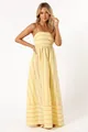 Détail d'une robe longue à rayures roses et jaunes, idéale pour les vacances. - 2XL / Hauts / Jaune
