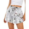 Short décontracté pour femme avec cordon de serrage, motif feuilles d'érable en 3D - S / Bas / N° 11 Grande Feuille Grise