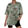 T-shirt unisexe oversize avec motif de camouflage de feuilles d'automne en 3D - S / Hauts / No. 9 Feuille Vert Armée