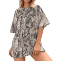 T-shirt oversize unisexe avec motif camouflage de forêt 3D vintage imprimé 2025 - S / Hauts / Feuille de Café Style 16