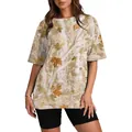 T-shirt unisexe oversize avec imprimé camouflage de feuilles de forêt 3D décontracté - S / Hauts / Feuille d'Érable Jaune Style 20