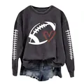 Close-up of the rugby and heart graphic print on the dark gray casual sweatshirt. - Dark Gray