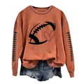 Terracotta long-sleeve sweatshirt for women featuring a football heart print detail - Orange