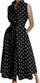 Black sleeveless big swing dress with white skull print pattern - S / Dresses / Black Floral Print