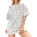 T-shirt unisexe oversize imprimé 3D blanc avec motifs de feuilles délicats d'été - S / Hauts / Nouvelle Feuille de Cyprès Style 15