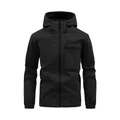 Premium black men's hooded waterproof outdoor jacket windbreaker casual work jacket - S / Tops / Black