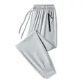 Premium men's ice silk quick-dry sports joggers with secure zipper pocket in light grey finish - M / Bottom (Jogger) / Light Gray