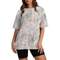 T-shirt unisexe surdimensionné avec imprimé marbre 3D abstrait en gris et blanc. - S / Hauts / Feuille de Platane Gris Clair Style 17