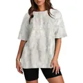 T-shirt unisexe surdimensionné à manches courtes avec impression 3D abstraite grise - S / Hauts / Feuille de Platane Blanche Style 19