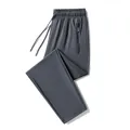 Premium men's dark grey quick-dry ice silk sports pants for summer casual running - M / Bottom (Straight) / Dark Gray
