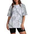 T-shirt unisexe surdimensionné avec imprimé branches d'arbre en 3D gris et blanc - S / Hauts / Branche Blanche Style 23