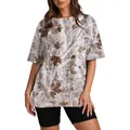 T-shirt unisexe avec imprimé camouflage de feuilles d'automne 3D en blanc et marron - S / Hauts / Feuille d'Érable Grise Style 21