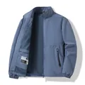 Lichtgewicht ademende herenjas met opstaande kraag in leiblauw voor de lente en herfst - M / Tops / Denim Blauw